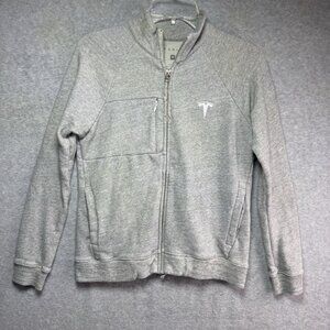 Tesla Zip Jacket Size Medium Gray Embroidered Logo Corporate Issue Cotton